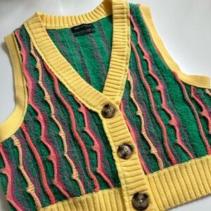Colourful grandma knit vest urban outfitters size small